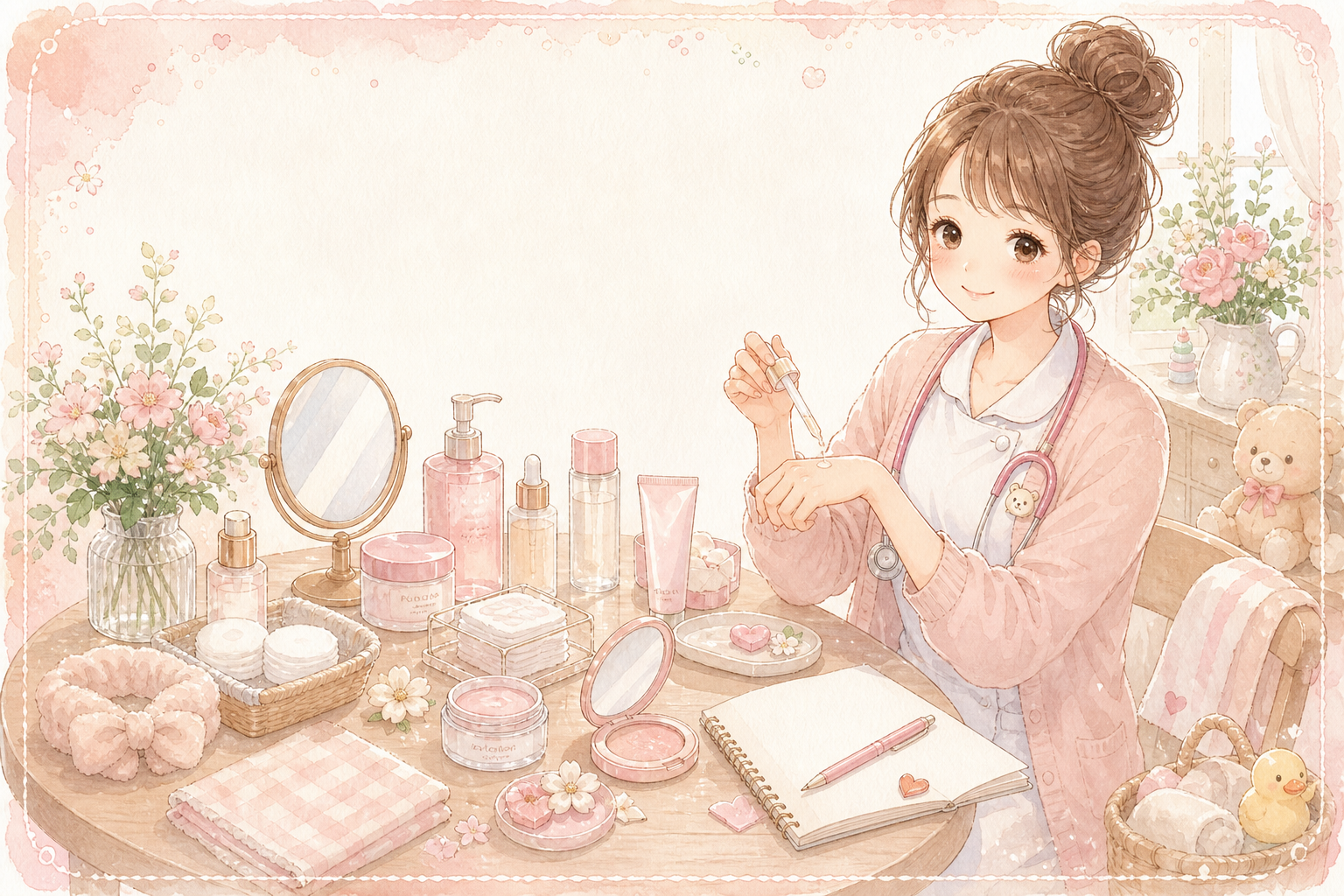 毛穴コスメ館のコスメ検証イラスト